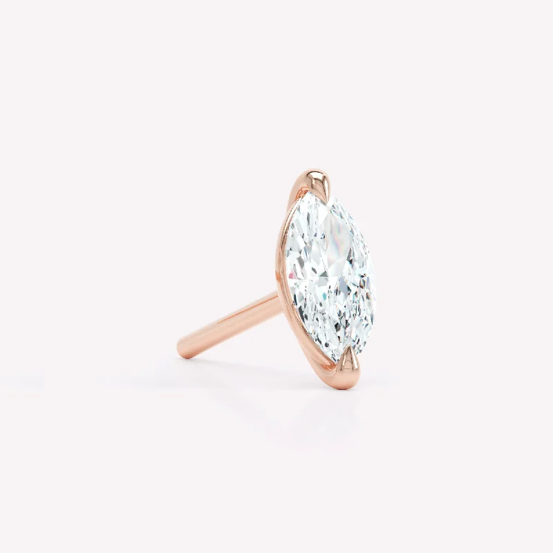 unique silver branch ring The Marquise 18K Rosegold Stud w. Lab-Grown Diamond