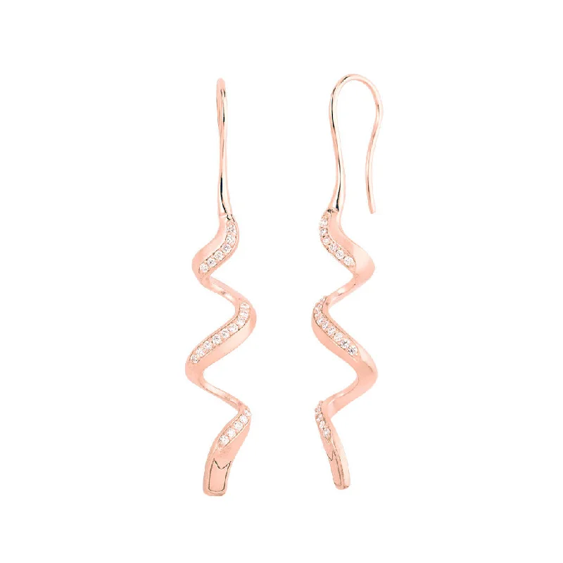 heart-shaped promise ring sterling silver Jovian 18K Rosegold Ear Hangers w. Diamonds