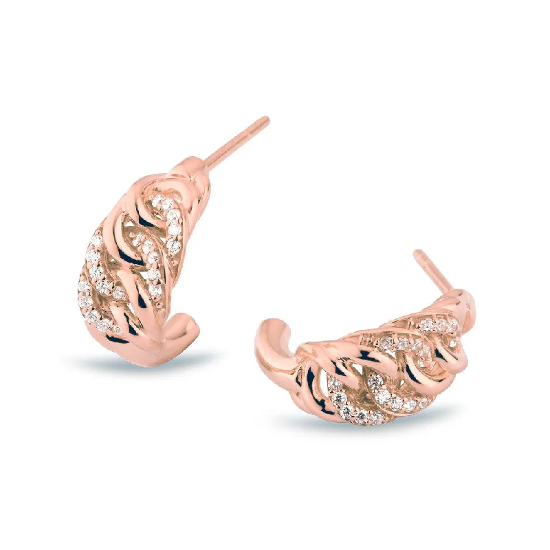 modern infinity signet ring Sitana 18K Rosegold Hoops w. 40 Diamonds