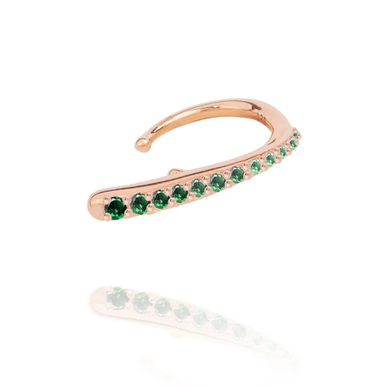 Ocean Tide  18K Rosegold Ear Cuff w. Emeralds