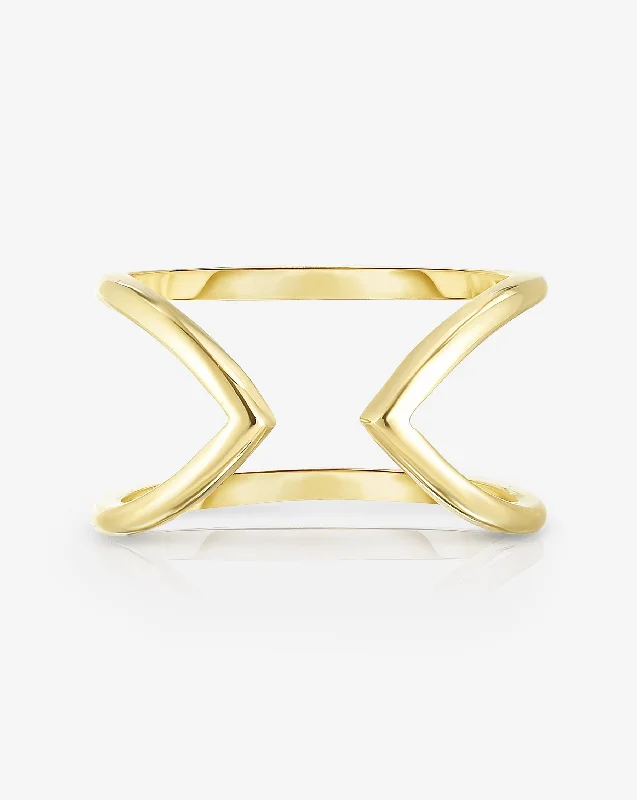 men’s woven leather bracelet Open Geometric Ring