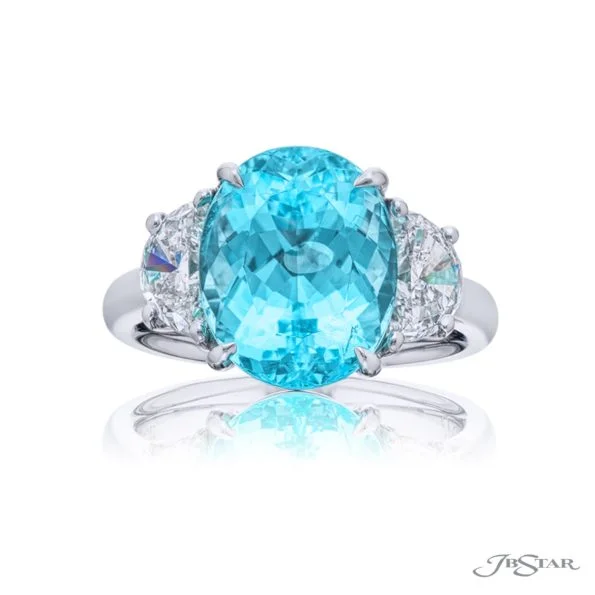 Oval Paraiba Tourmaline Three Stone Ring