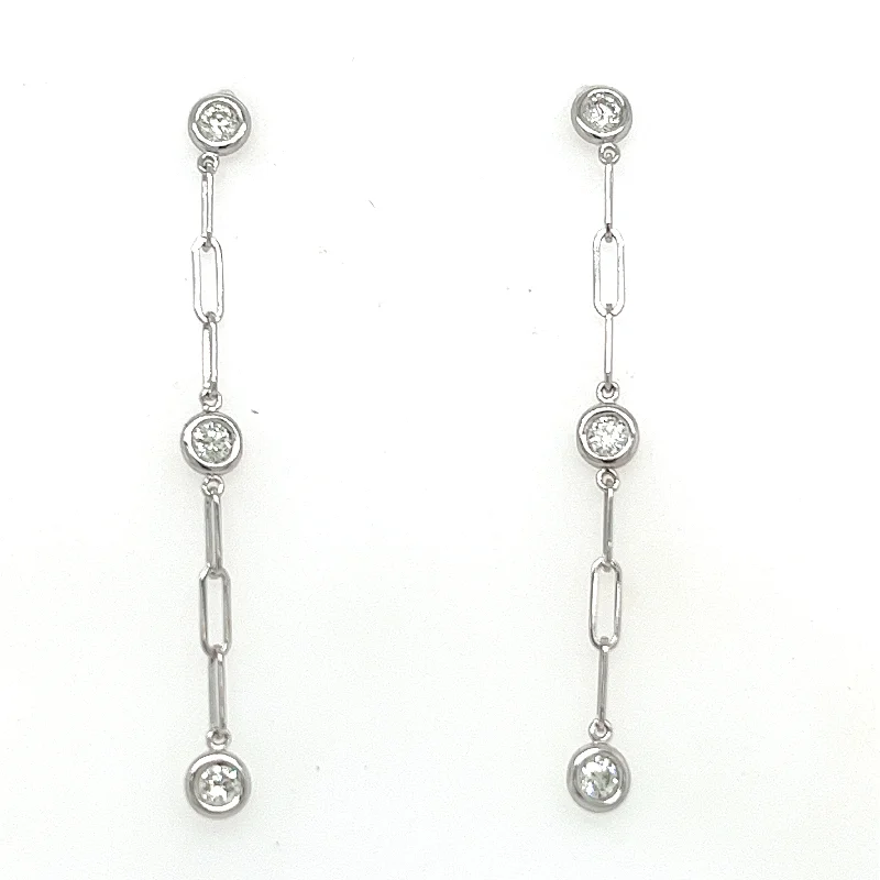 handmade leather cuff bracelet Round Dangle Diamond Earrings in 14K White Gold (.50ctw)