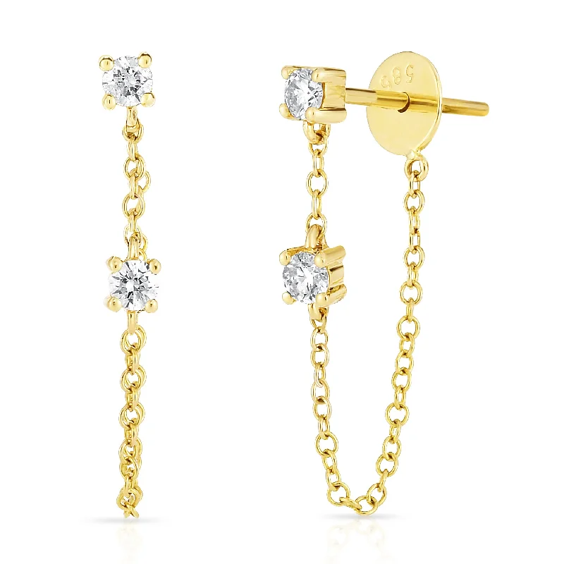 men’s rugged leather bracelet Round Dangle Diamond Earrings in 14K Yellow Gold (.20ctw)