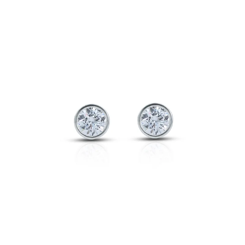 hammered gold signet ring Round White Stone Silver Earrings