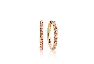 handcrafted filigree ring silver Ellera Grande Gold Plated Hoops w. Pink Zirconias