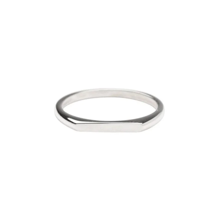 Silver Thin Signet Ring