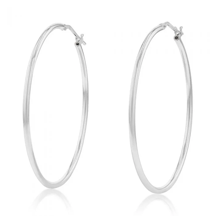 unique promise ring for girlfriend Sterling Silver Plain 40mm Hoop Earrings