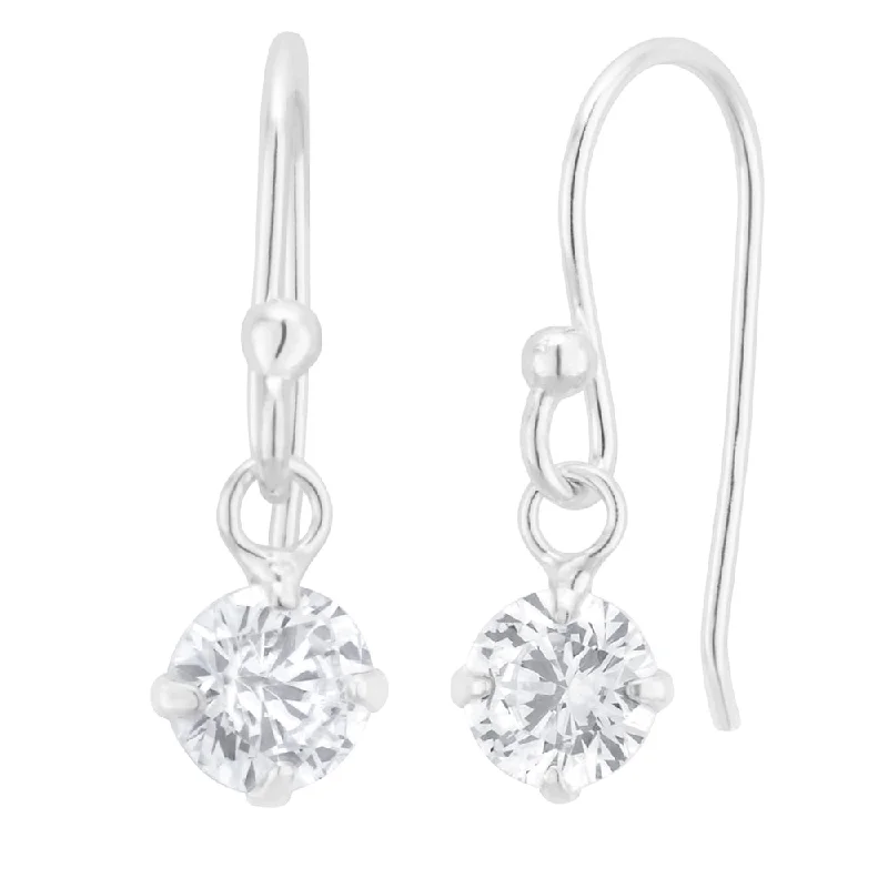 minimalist gold square earrings Sterling Silver Zirconia Round Drop Earrings