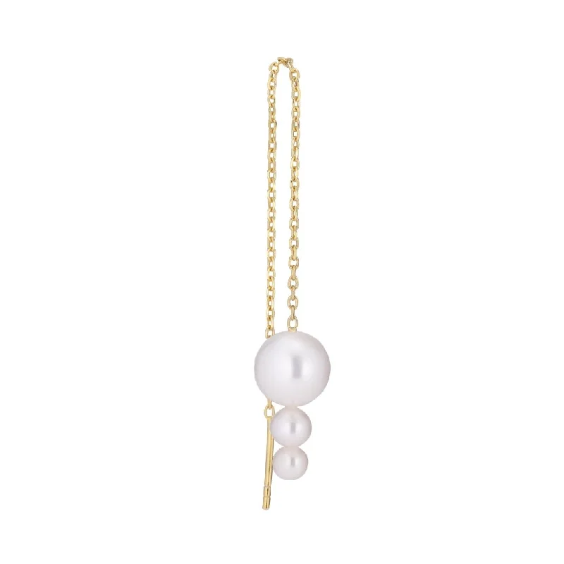 Sunny Threader 18K Gold Plated Earring w. White Pearls