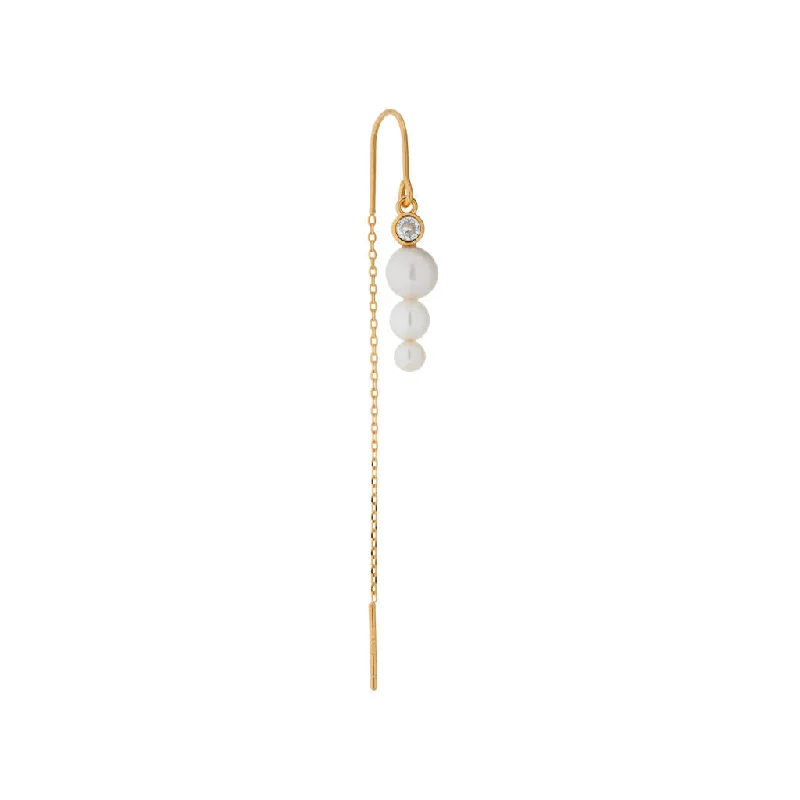 petite diamond promise ring Nuit Hook Threader 18K Gold Plated Earring w. White Pearls & Zirconia