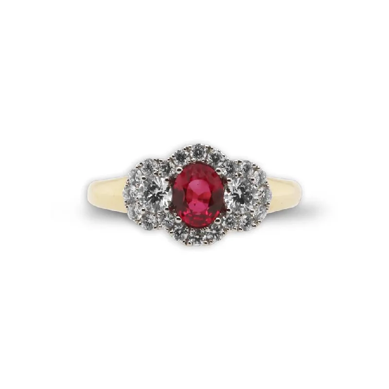 18k Two-Tone Gold Diamond & Ruby Ring