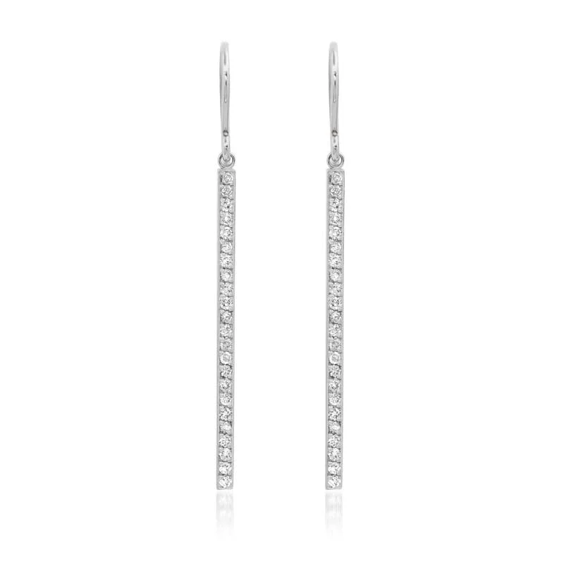 classic pearl bridal earrings White Gold Diamond Stick Earrings
