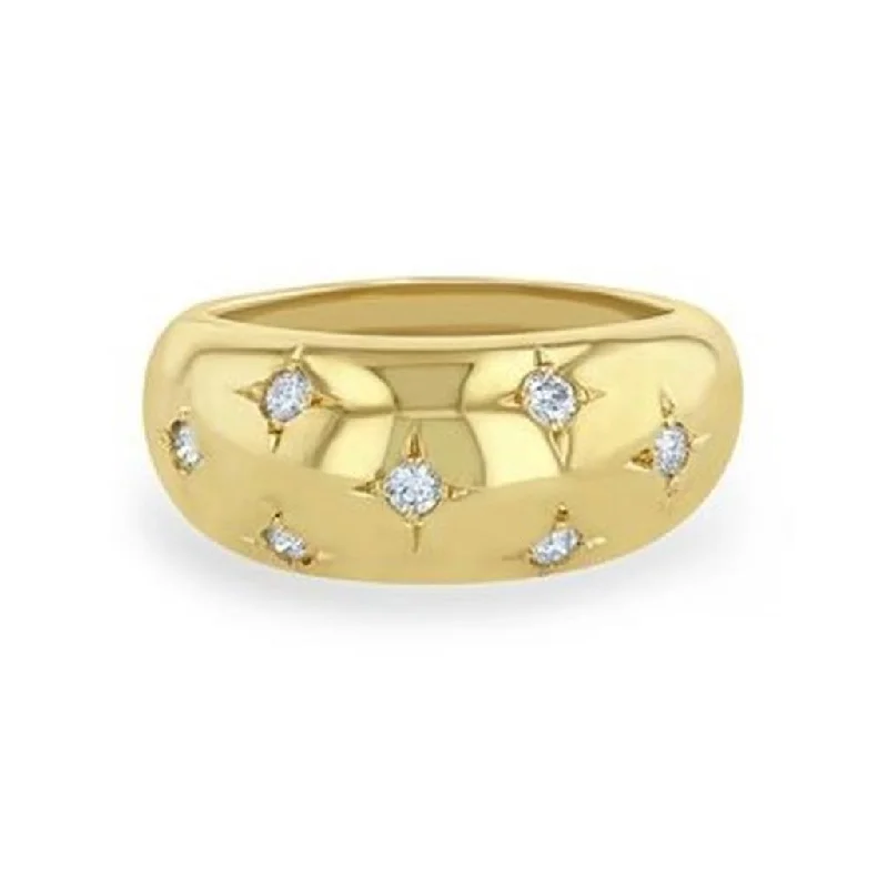 Zoe Chicco 14K Scattered Star Set Diamonds Medium Aura Ring