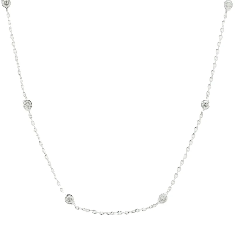 elegant pearl necklace with diamonds 14 Karat White Gold Diamonds By The Yard Necklace