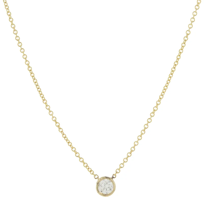 14 Karat Yellow Gold Diamond Solitaire Necklace