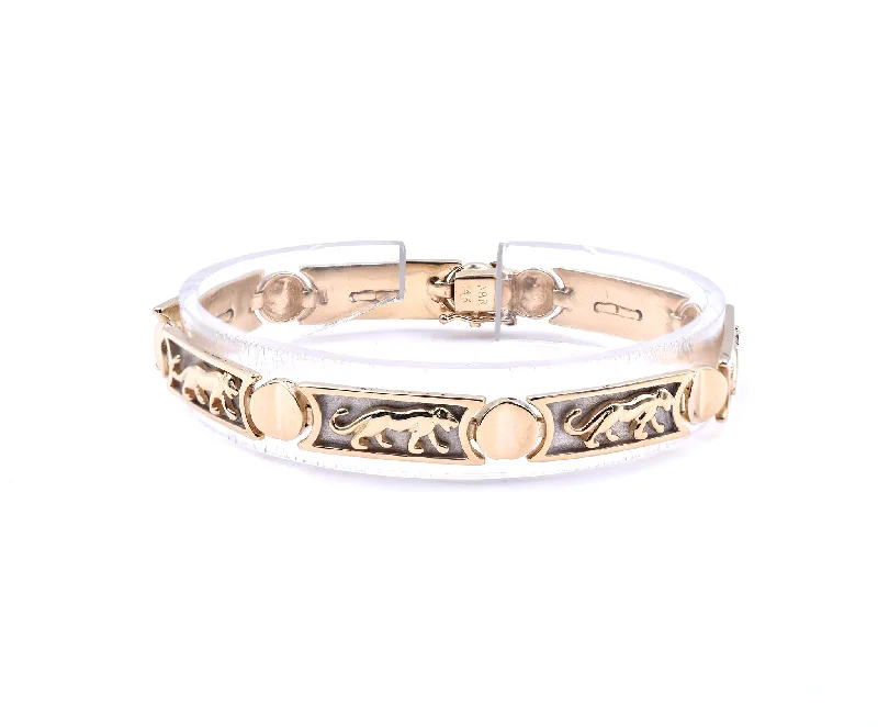 14 Karat Yellow Gold Panther Link Bracelet