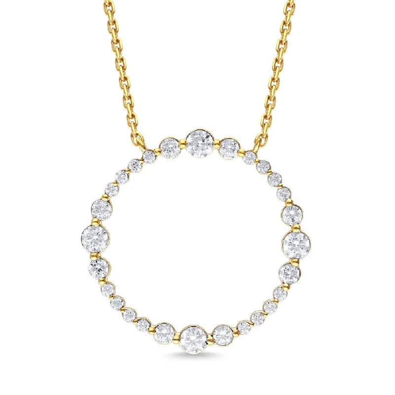 14k Gold Diamond Circle Pendant Necklace