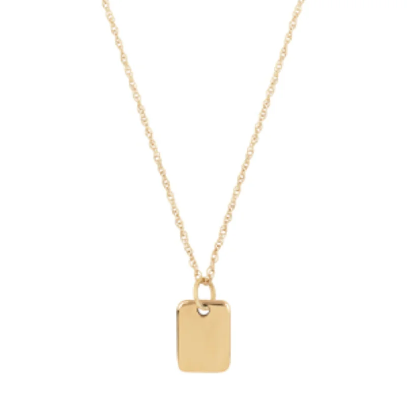 14k Gold Mini Dog Tag Pendant Necklace