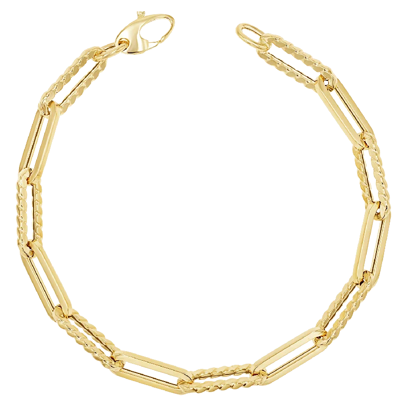 14K Twist Link Paper Clip Chain Bracelet