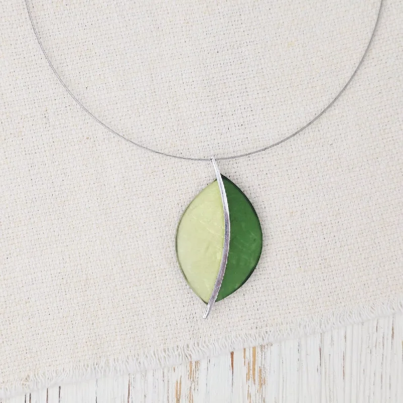 Two Tone Green Leaf Pendant