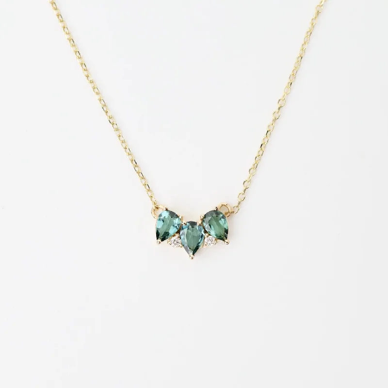 Evie Blue Tourmaline White Diamond Necklace