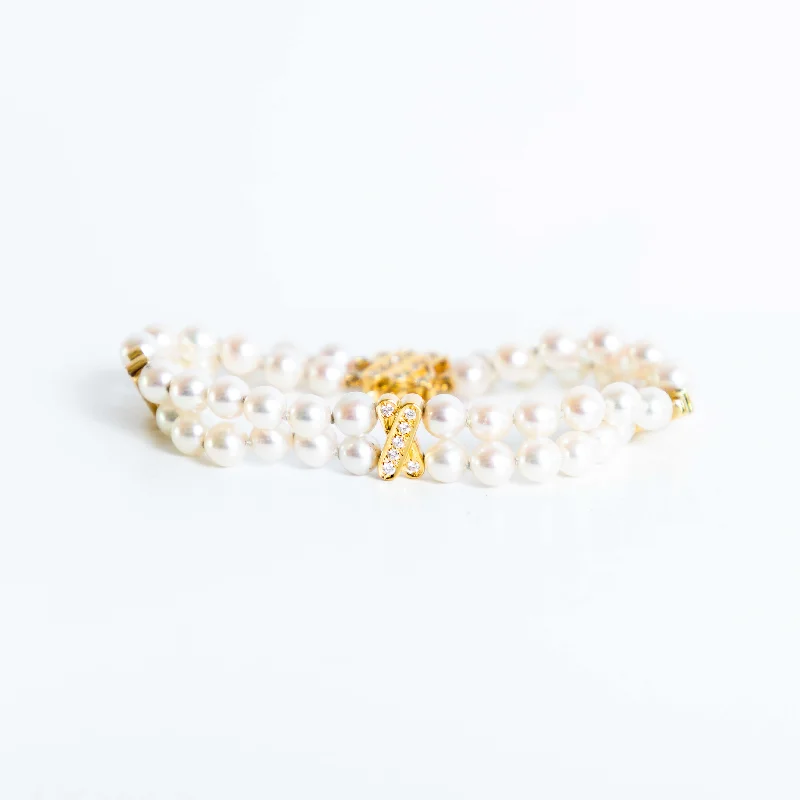 colorful gemstone engagement ring Pre-Owned Mikimoto Pearl and Diamond Bracelet