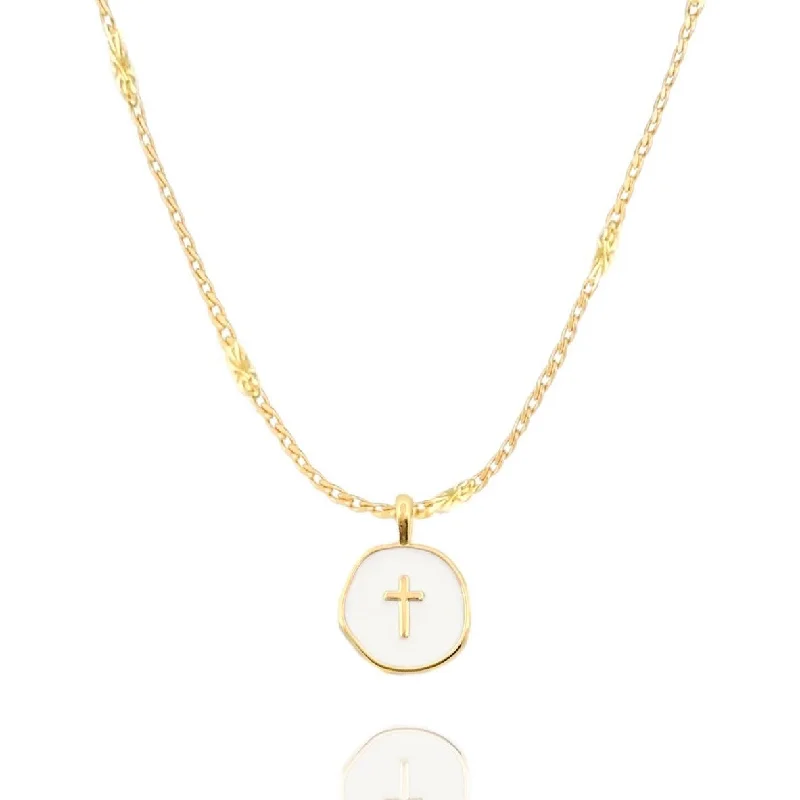 simple gold bar stud earrings Agape Cross Necklace in Gold and Silver