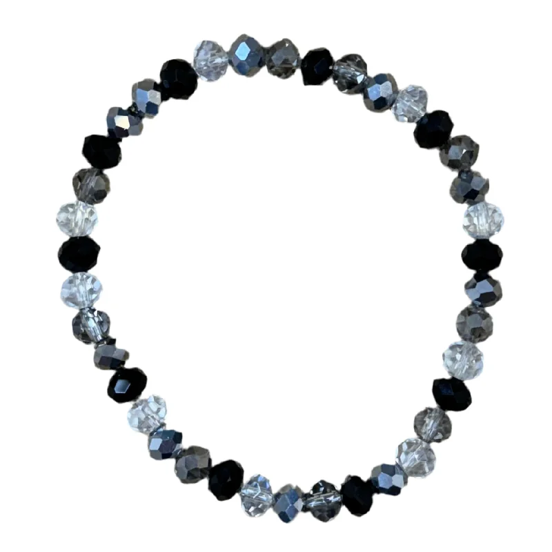crystal-studded gold ring Black and Silver Mix Faceted Rondelle 6mm Bracelet