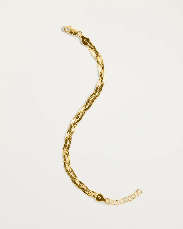 hammered silver pendant necklace Braided Herringbone Thin Chain Bracelet