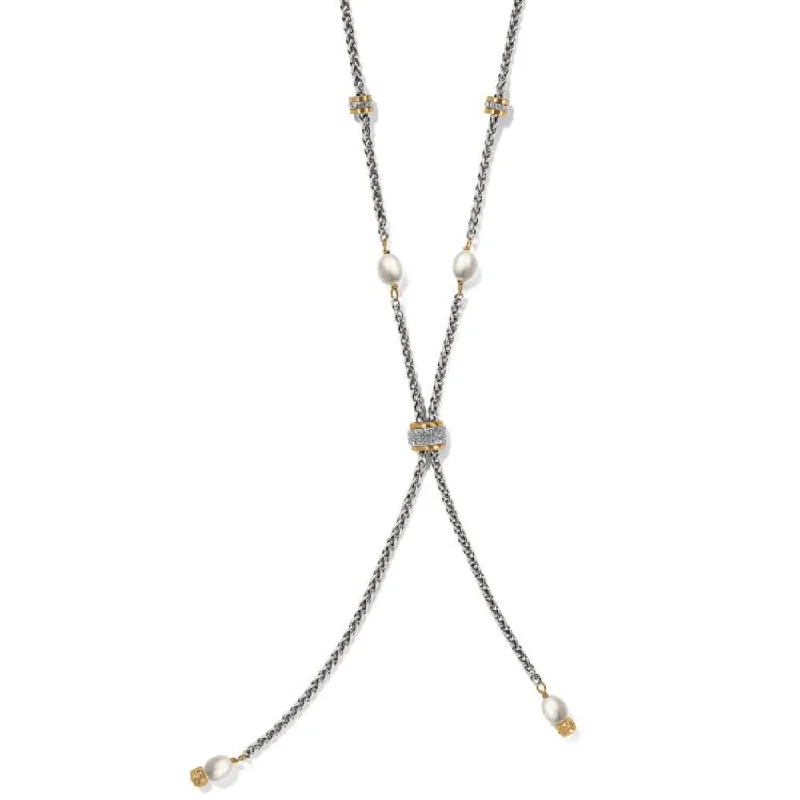 solid gold stacking rings set Brighton Meridian Petite Pearl Two Tone Y Necklace