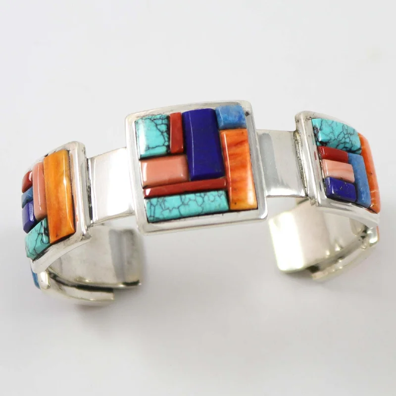 vintage-style floral brooch Colorful Inlay Cuff
