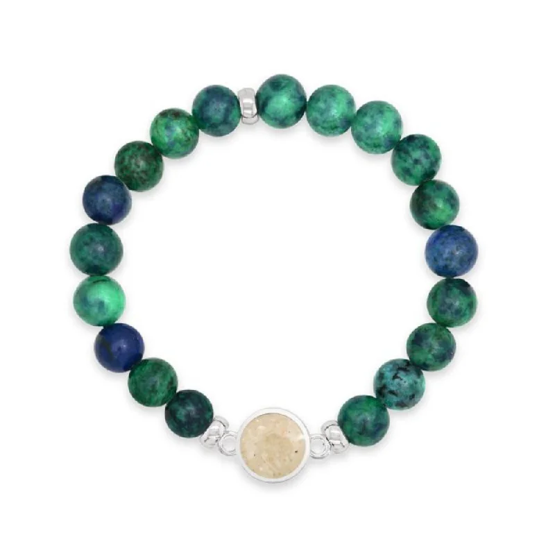 Dune Sterling Silver Round Beaded Bracelet- Azurite