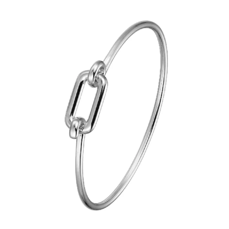 Elle "Simpatico" Sterling Silver Front Clasp Bangle Bracelet