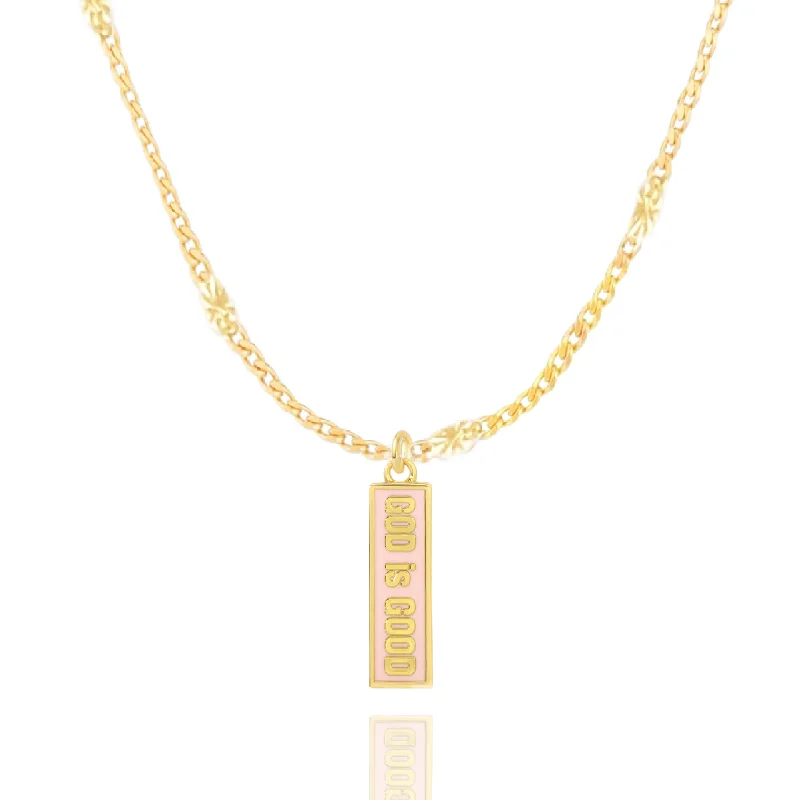 God is Good Necklace in Pink