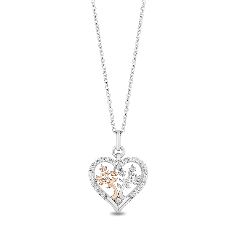 Hallmark Fine Jewelry Blooming Heart Pendant in Sterling Silver & 14K Rose Gold with Diamonds