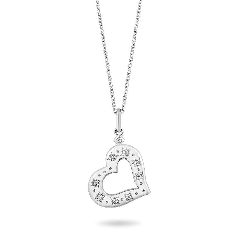 adjustable charm necklace Hallmark Fine Jewelry Star Studded Open Heart Pendant in Sterling Silver with Diamonds adjustable charm necklace Hallmark Fine Jewelry Star Studded Open Heart Pendant in Sterling Silver with Diamonds