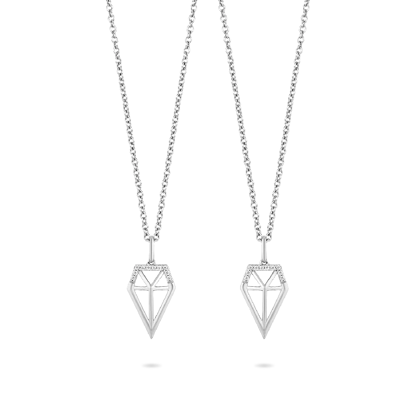 Hallmark Fine Jewelry Two-of-a-Kind Diamond Slice Pendants in Sterling Silver with Diamonds