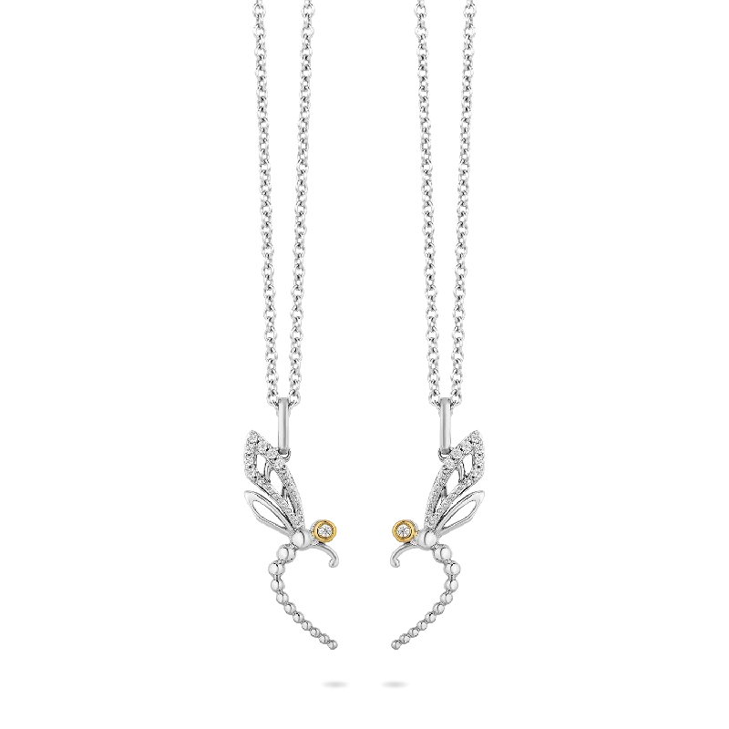 Hallmark Fine Jewelry Two-of-a-Kind Dragonfly Pendants in Sterling Silver and 14K Yellow Gold with Diamonds