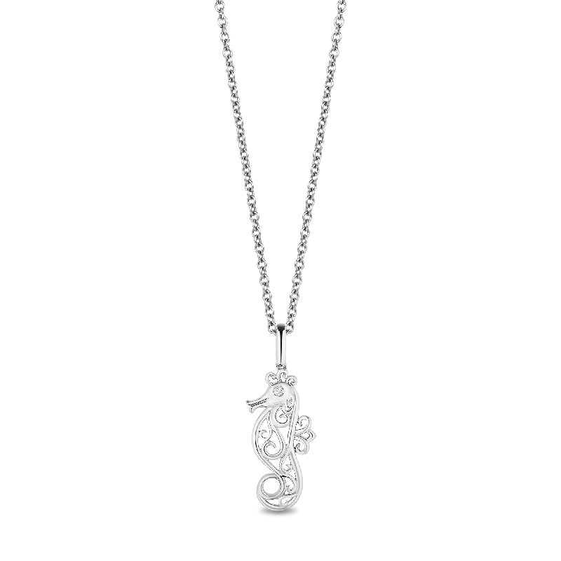 Hallmark Fine Jewerly Magical Seahorse Pendant in Sterling Silver with Accent Diamonds