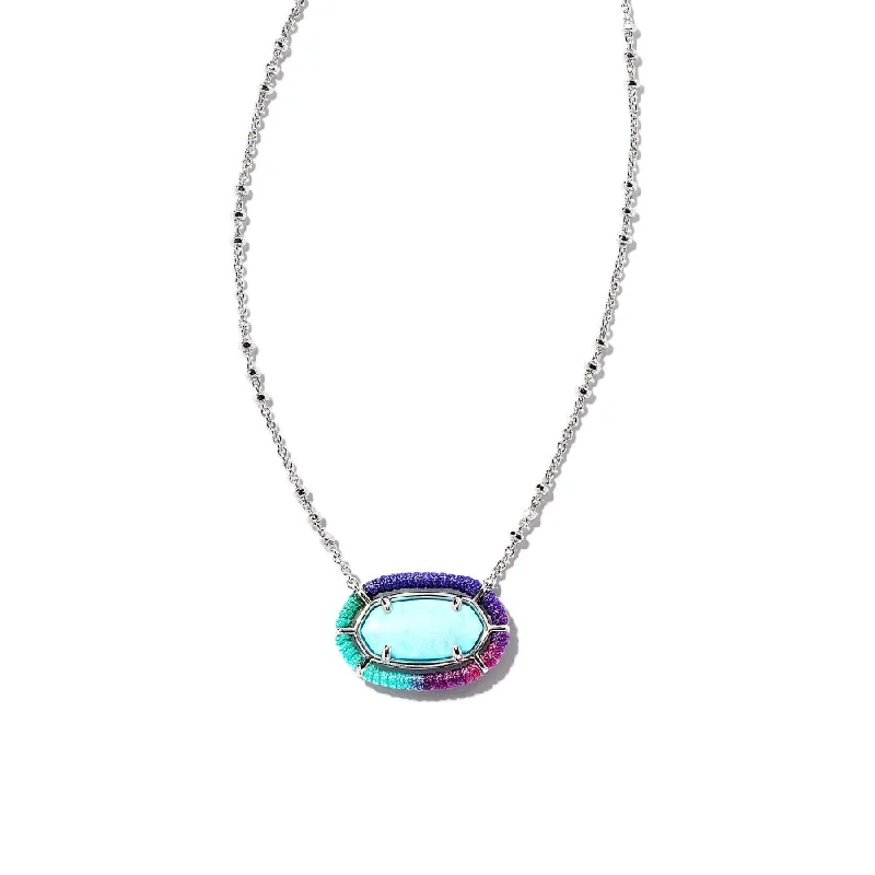 Kendra Scott Threaded Elisa Pendant Necklace in Rhodium Blue Mix