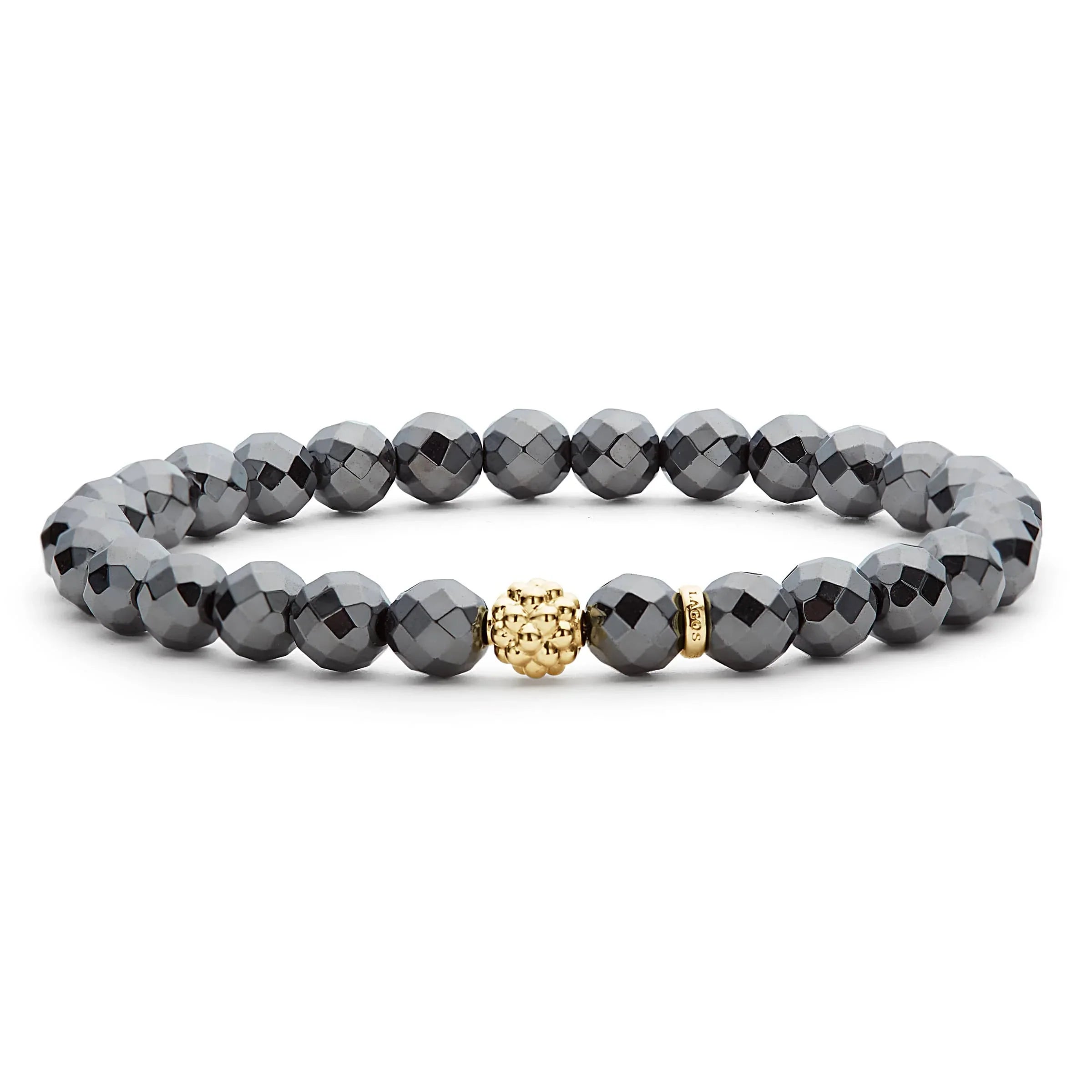 Lagos Caviar Icon Hematite Gold Station Bead Bracelet