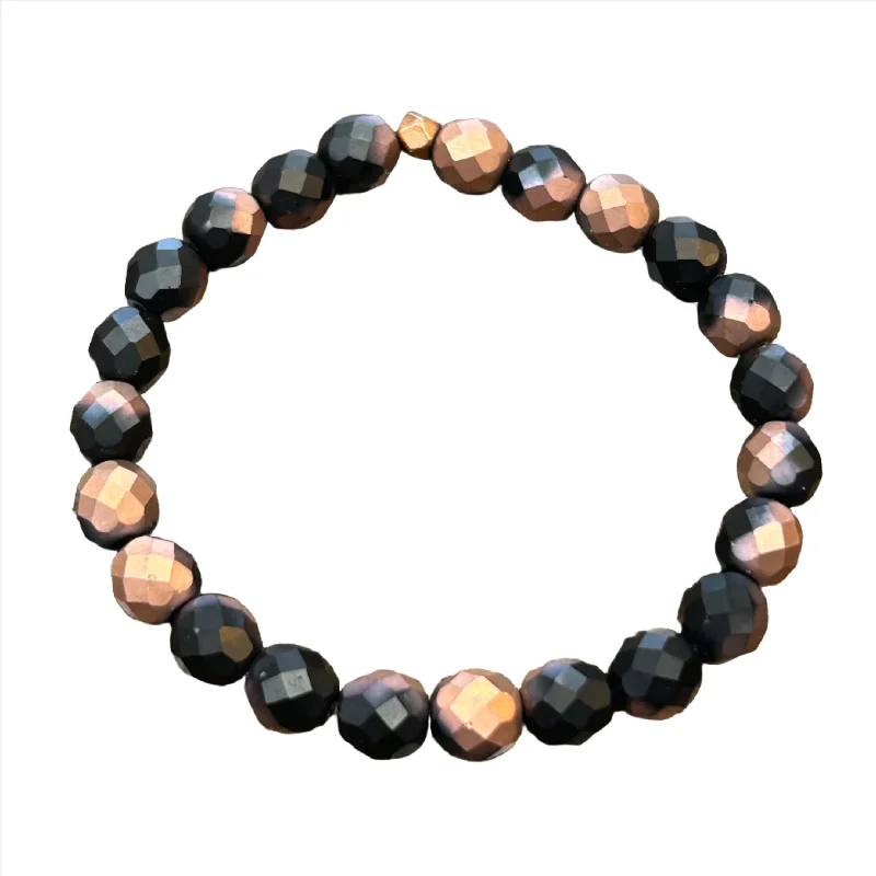 petite diamond promise ring Matte Black Copper Faceted 8mm Bracelet