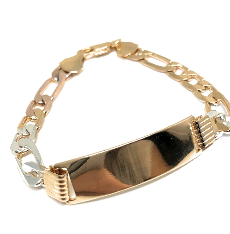 opal and gold earrings Men’s Gold Plated Tri-color ID Bracelet 8.5” 8mm Width Esclava