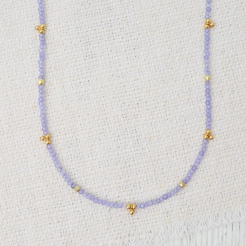 Tanzanite Tiny Gold Filled Ball Charms Necklace