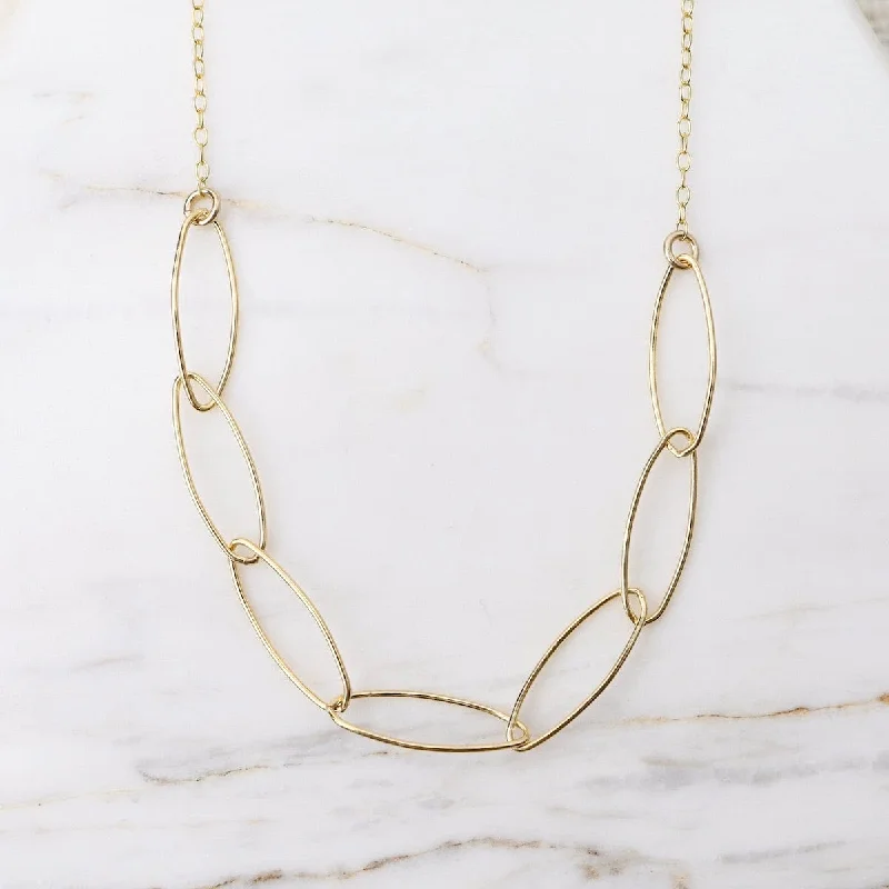 Gold Filled Chain with Gold Filled Marquise Link Necklace