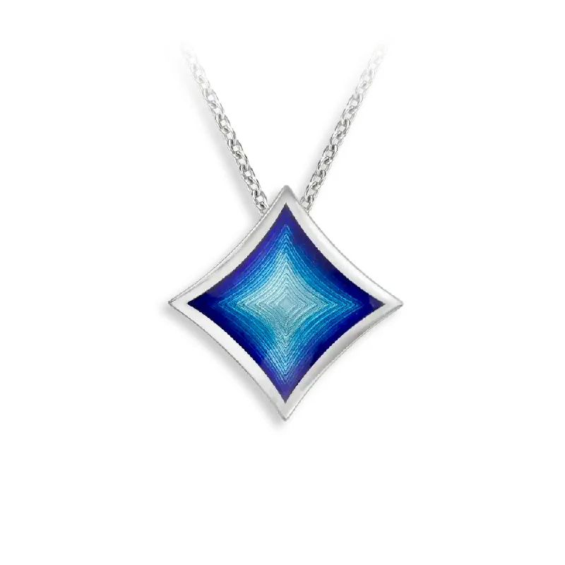 Nicole Barr Enamel Blue Diamond Shaped Necklace