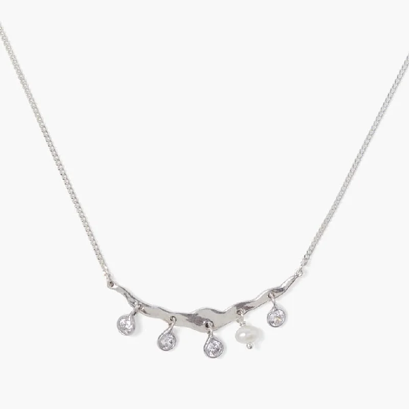 dainty ruby stacking rings Silver Crystal Crescent Necklace