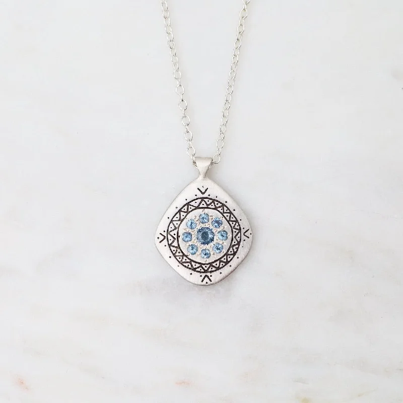 sterling silver angel wing pendant Memories Pendant in Aquamarine