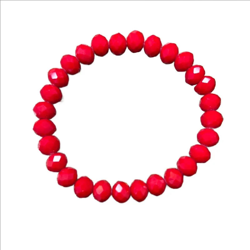 simple engraved wedding ring Scarlet Poppy Faceted Rondelle 8mm Bracelet